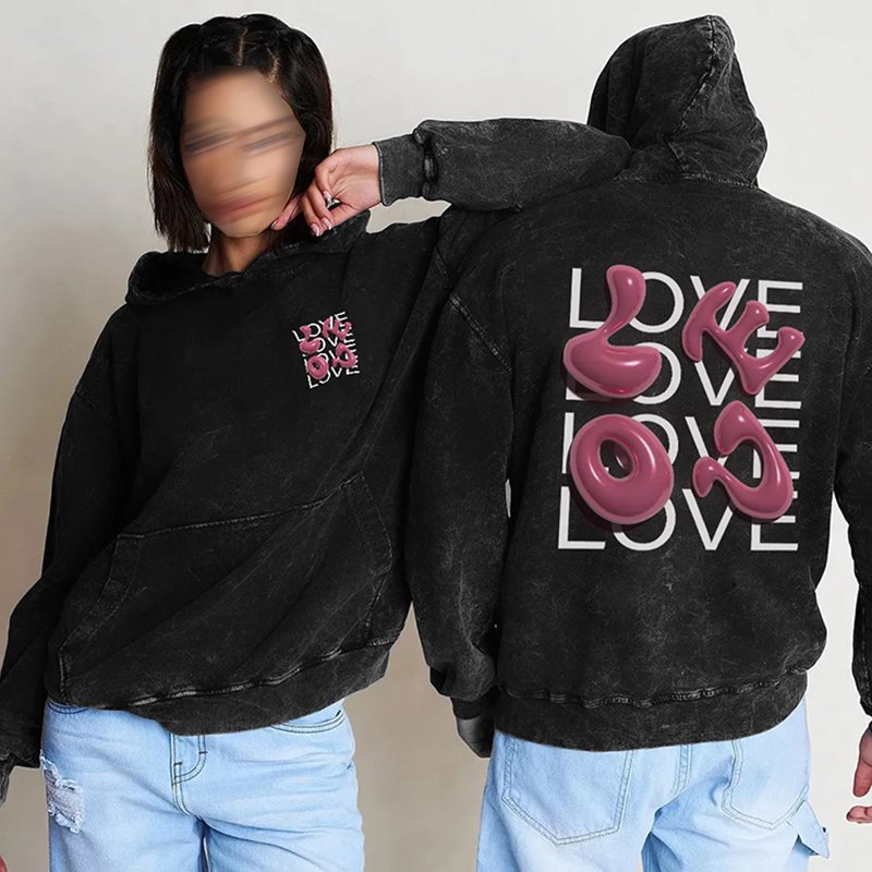 Love Unisex Washed Hoodie