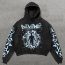 Personalized Street Flame Print Washed Cotton Men'S Hoodie