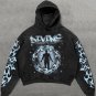 Personalized Street Flame Print Washed Cotton Men'S Hoodie