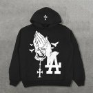 Praying Hands & Los Angeles Print Long Sleeve Hoodies