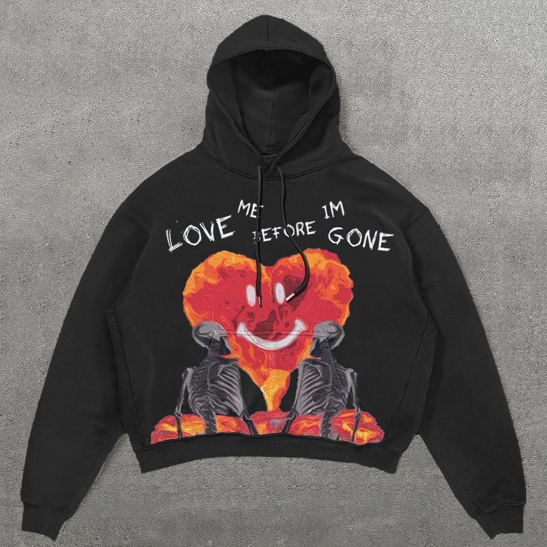 Statement Heart Skull Print Long Sleeve Hoodie