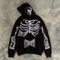 Retro Street Skull Print Fleece-lined Zip-ups Hoodie
