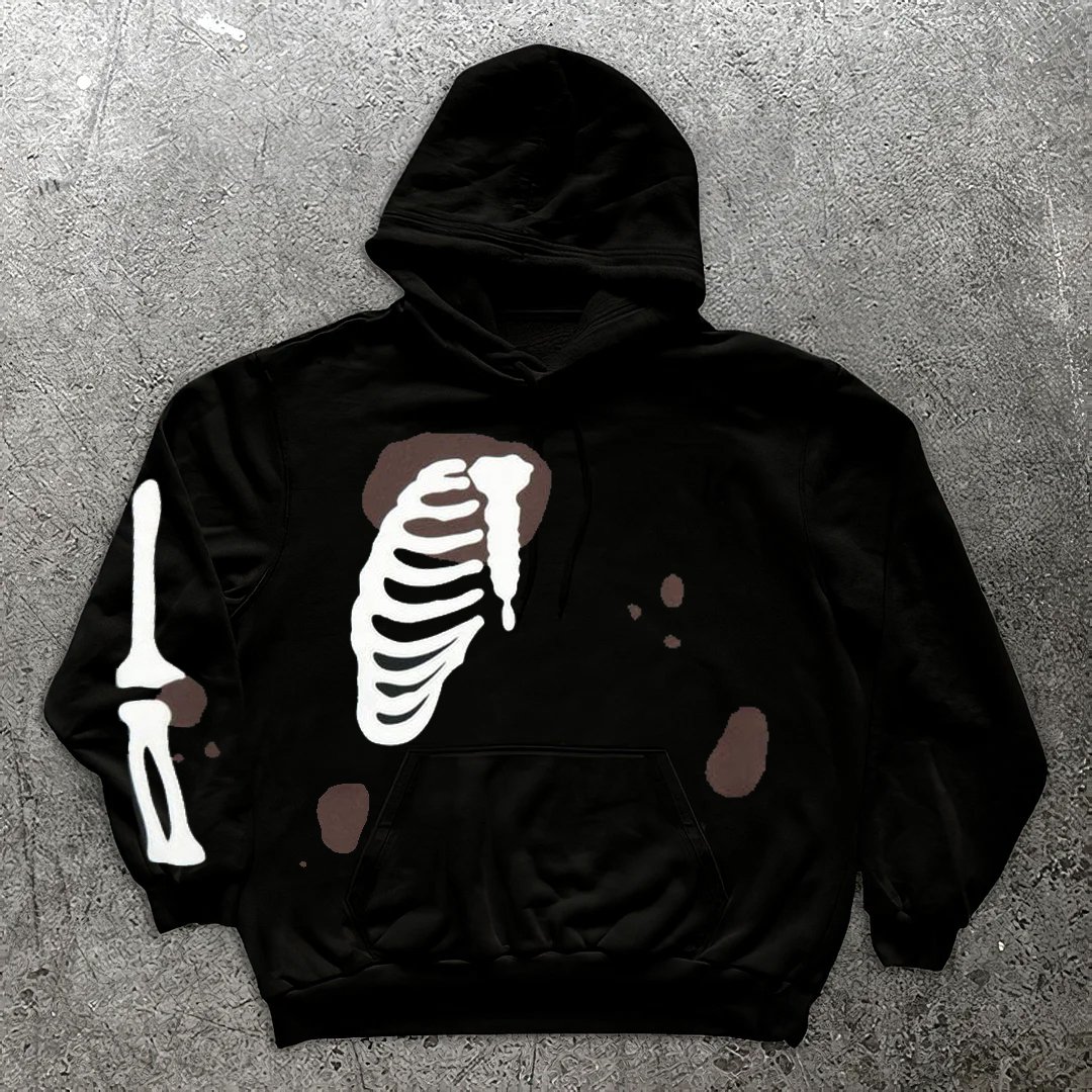 Personalized Skull Skeleton Foam Print Casual Men'S Hoodie