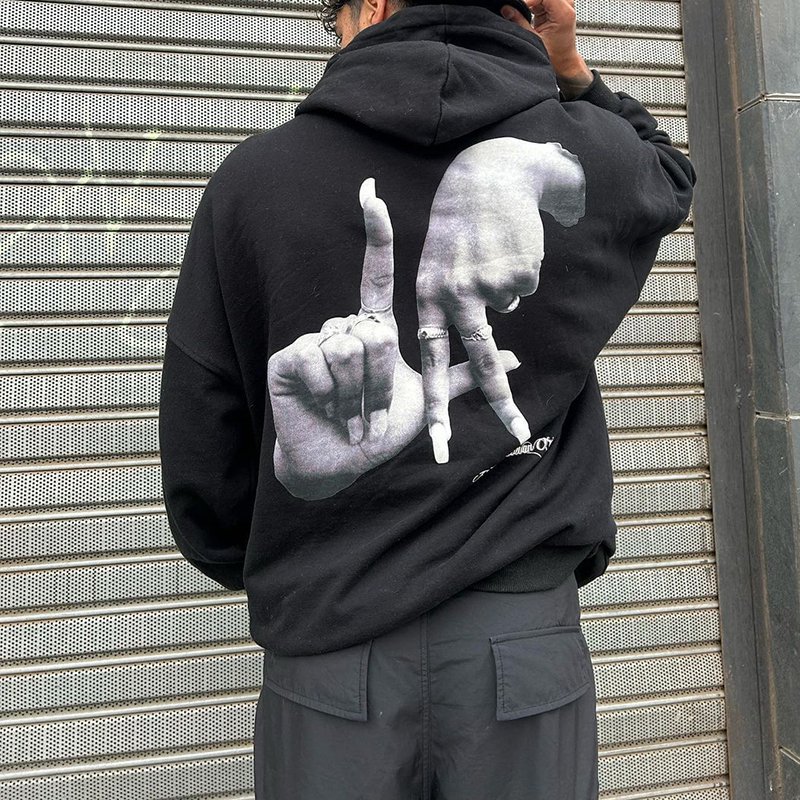 Personalized Finger Gesture Print Casual Men'S Hoodie