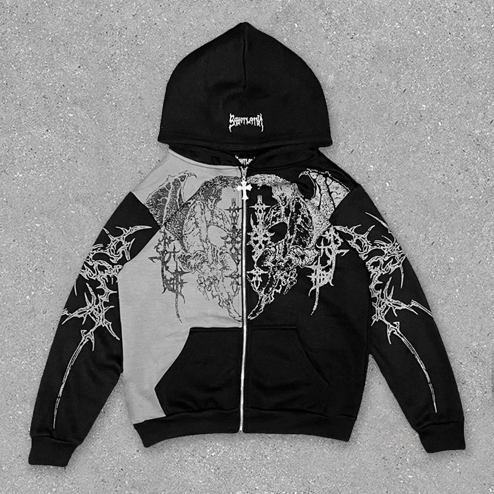 Personalized SEE NO EVIL Print Long Sleeve Fleece-lined Zip-up Hoodie