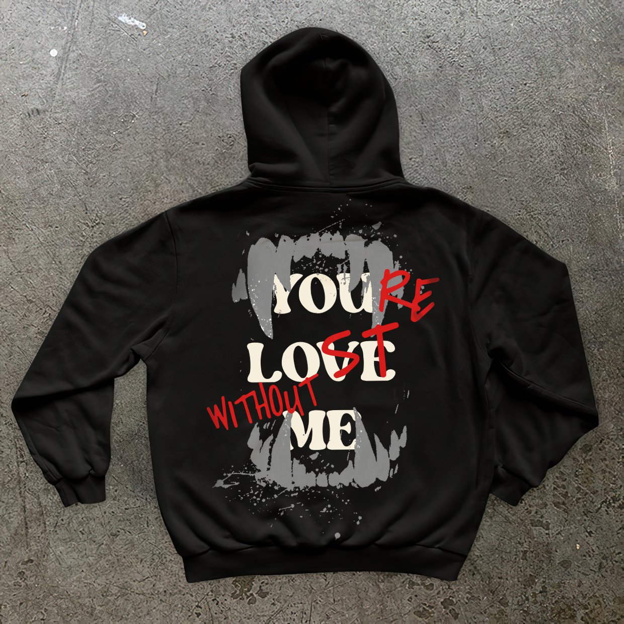 Vampire Fang X &acirc;��You&acirc;��Re Lost Without Me&acirc;�� Long Sleeve Fleece-Lined Hoodie