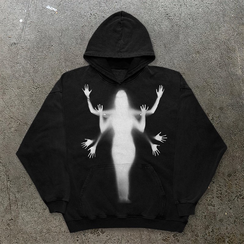 Fluorescent Girl With Thousand Hands Long Sleeve Hoodie