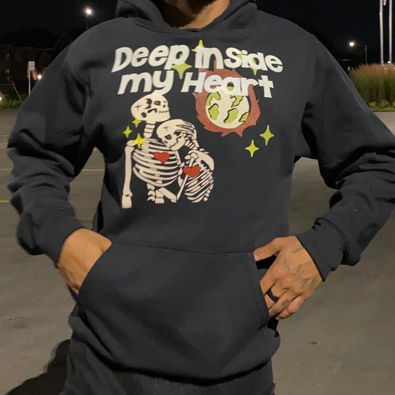 Deep Inside My Heart Print Causal Hoodie