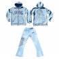 Jesus Graphic Print Hoodie Tracksuit Two Piece Set