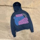 Getting Clearer Old-Style Blue Puff Print Hoodie