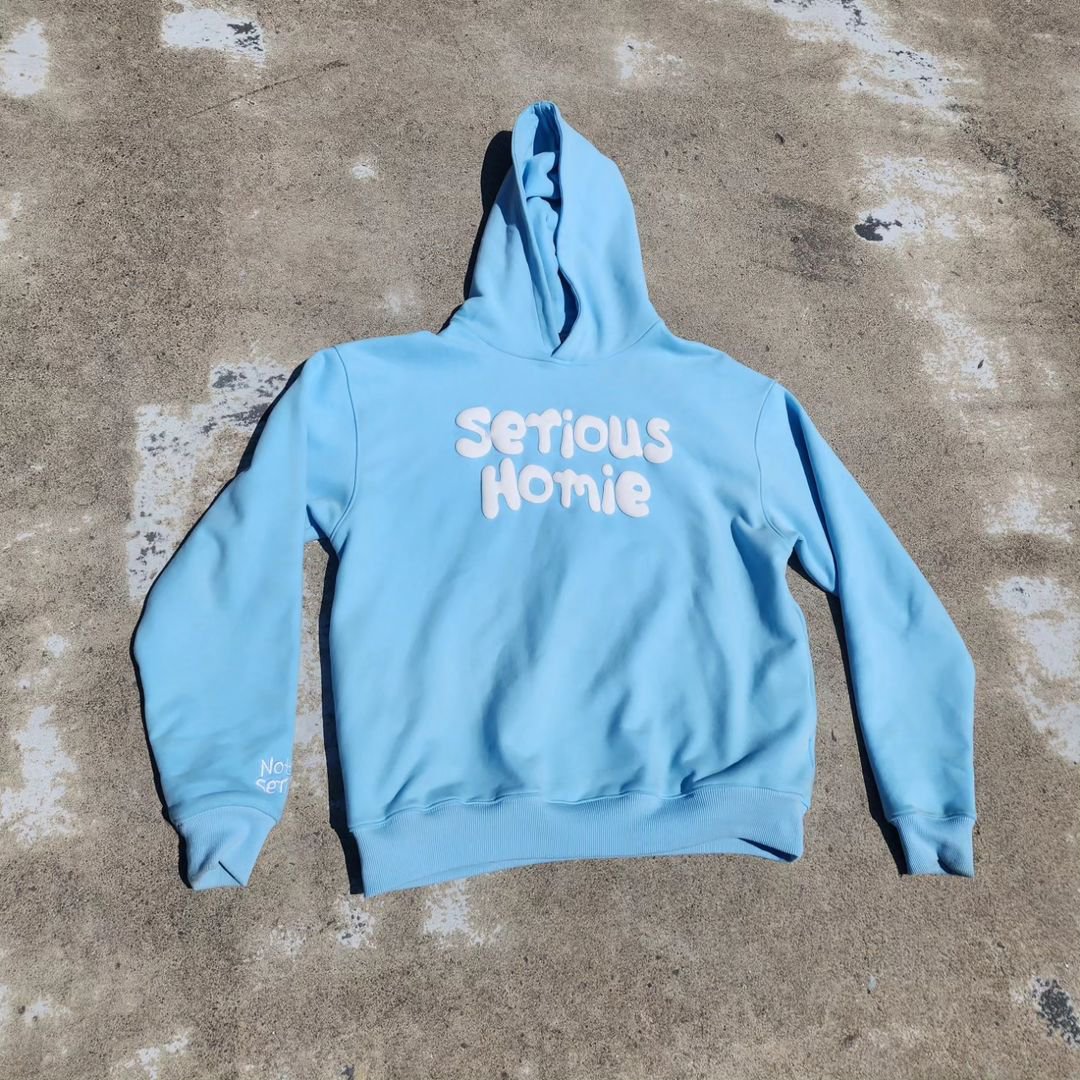 Serious Homie Basic Graphic Blue Hoodie