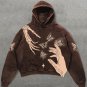 Personalized Skull Hand Printed Washed Hoodie
