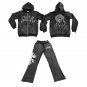 Street Distressed Jesus Print Men'S Zipper Sweatshirt Suit