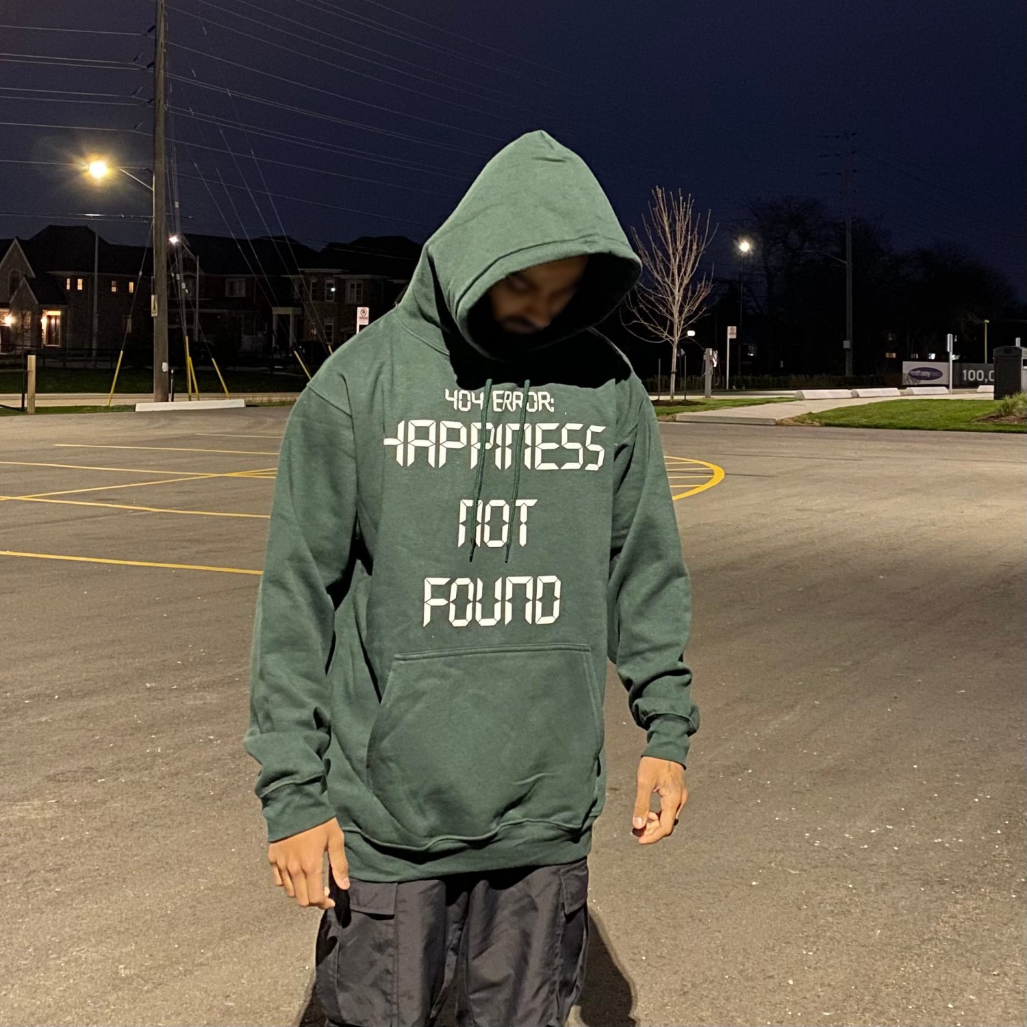 404 Error Happiness Not Found Print Hoodie