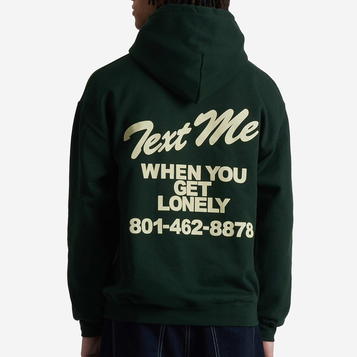 Text Me When You Get Lonely Print Fleece-Lined Hoodie
