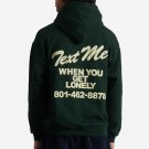 Text Me When You Get Lonely Print Fleece-Lined Hoodie