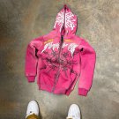 Icy Forever Street Zipper Print Fleece-Lined Hoodie
