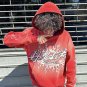 Red Vintage Pullover Hip-Hop Washed Casual Long Sleeve Fleece-lined Hoodie