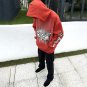 Red Vintage Pullover Hip-Hop Washed Casual Long Sleeve Fleece-lined Hoodie