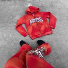 Street Smudged Tie-Dye Jesus Print Men'S Sweatshirt Suit
