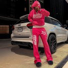 Star Contrast Letter Print Trendy Men'S Hooded Sweatshirt And Trousers Two-Piece Set