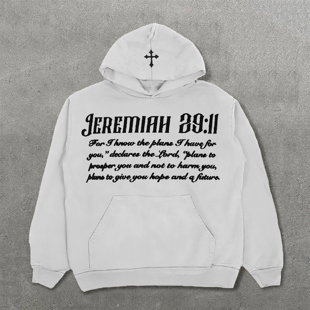 Jeremiah 29:11 Letter Print Long Sleeve Hoodies