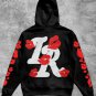 Red Lips Alphabet Print Loose Hoodie