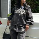 White Globe Fun Print Full Zip Hoodie