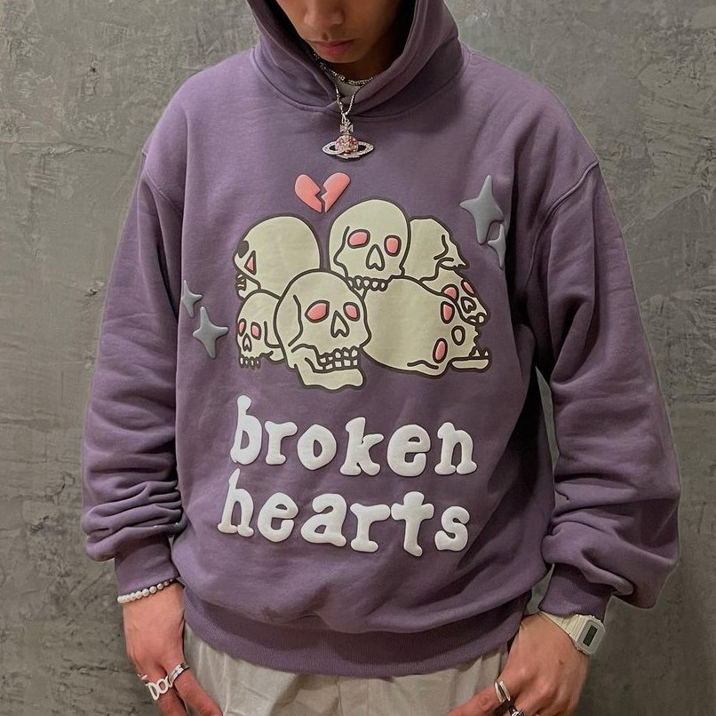 Broken Hearts Print Hoodie