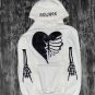 Broken Heart Skull Print Long Sleeve Hoodie