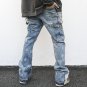 Men's High Street Style Splashed Color Block Deconstructed Flared Jeans