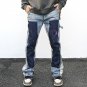 Men's High Street Style Splashed Color Block Deconstructed Flared Jeans