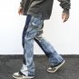 Men's High Street Style Splashed Color Block Deconstructed Flared Jeans