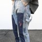Men's High Street Style Splashed Color Block Deconstructed Flared Jeans