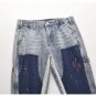 Men's High Street Style Splashed Color Block Deconstructed Flared Jeans