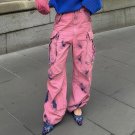 Graffiti-Print Washed Wide-Leg Pocket Jeans