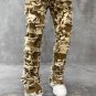 Men's Fashion Stretch Patch Boyfriend Street Denim Camouflage Straight Leg Jeans