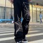 Black Spiderweb Wide-Leg Jeans