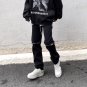 Casual Solid Color Zipper Panel Jeans