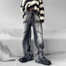Niche Design Sense Tooling Raw Edge Wide-Leg Jeans
