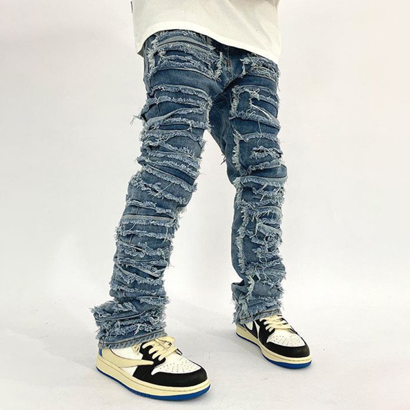 Men's High Street Washed Whiskered Harem Patch Jeans