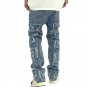 Men's High Street Washed Whiskered Harem Patch Jeans