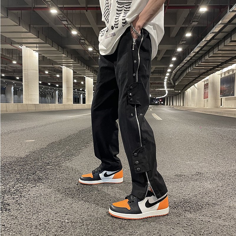 Casual Solid Color Zipper Pants