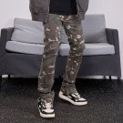 Men's High Street Retro Distressed Style Camouflage Slit Flared Pants