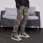 Men's High Street Retro Distressed Style Camouflage Slit Flared Pants