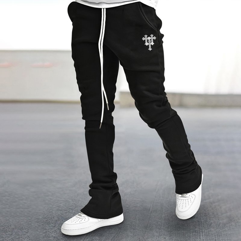 Street Straight Faith Print Flared Trousers