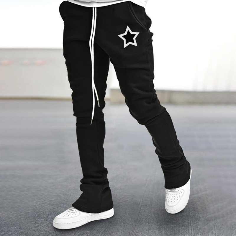 Street Straight Star Print Flared Trousers