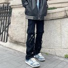 Casual Solid Color Multi-Pocket Zipper Pants