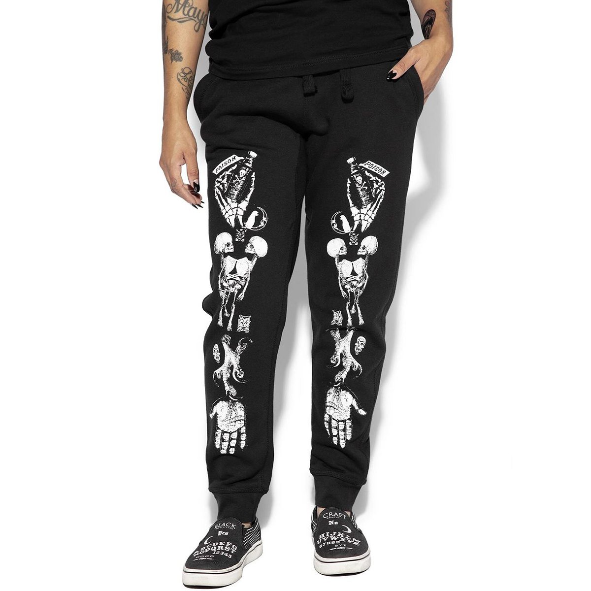 Dark Contrasting Skull Hand Personalized Printed Casual Trousers