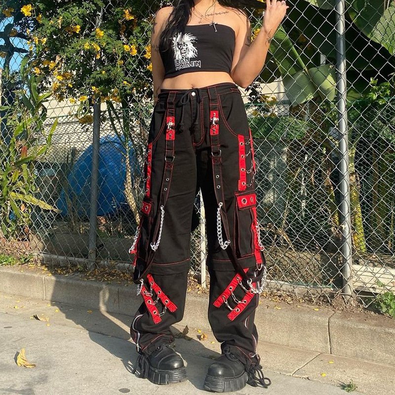 Personalized Ribbon High Waist Straight Casual Pants